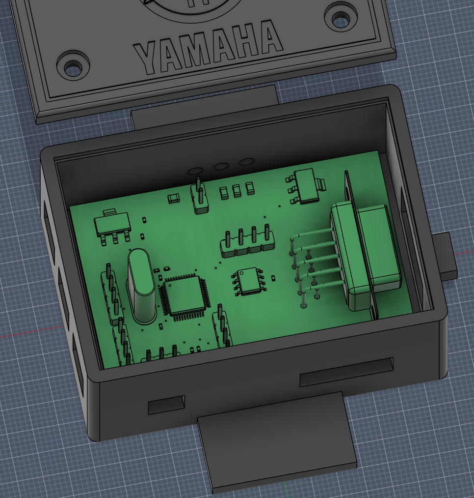 Front view with PCB inside enclosure
